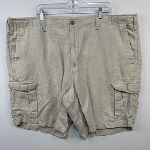 Claiborne Men's Linen Blend Shorts Sz 48 Cargo Outdoor‎ Beach Travel Casual